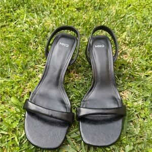 Mango Kitten Heel Black Summer Sandals